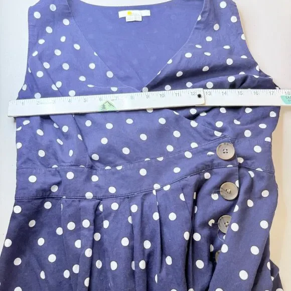 Boden Women's 10P Arwen Midi Button Wrap Linen Cotton Polka Dot Dress Preppy - Picture 5 of 9